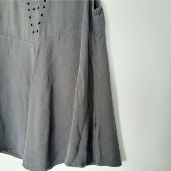 GENTLE FAWN Boho Tonal Embroidered Crewneck Tank Top Gray Sz S - Picture 6 of 15